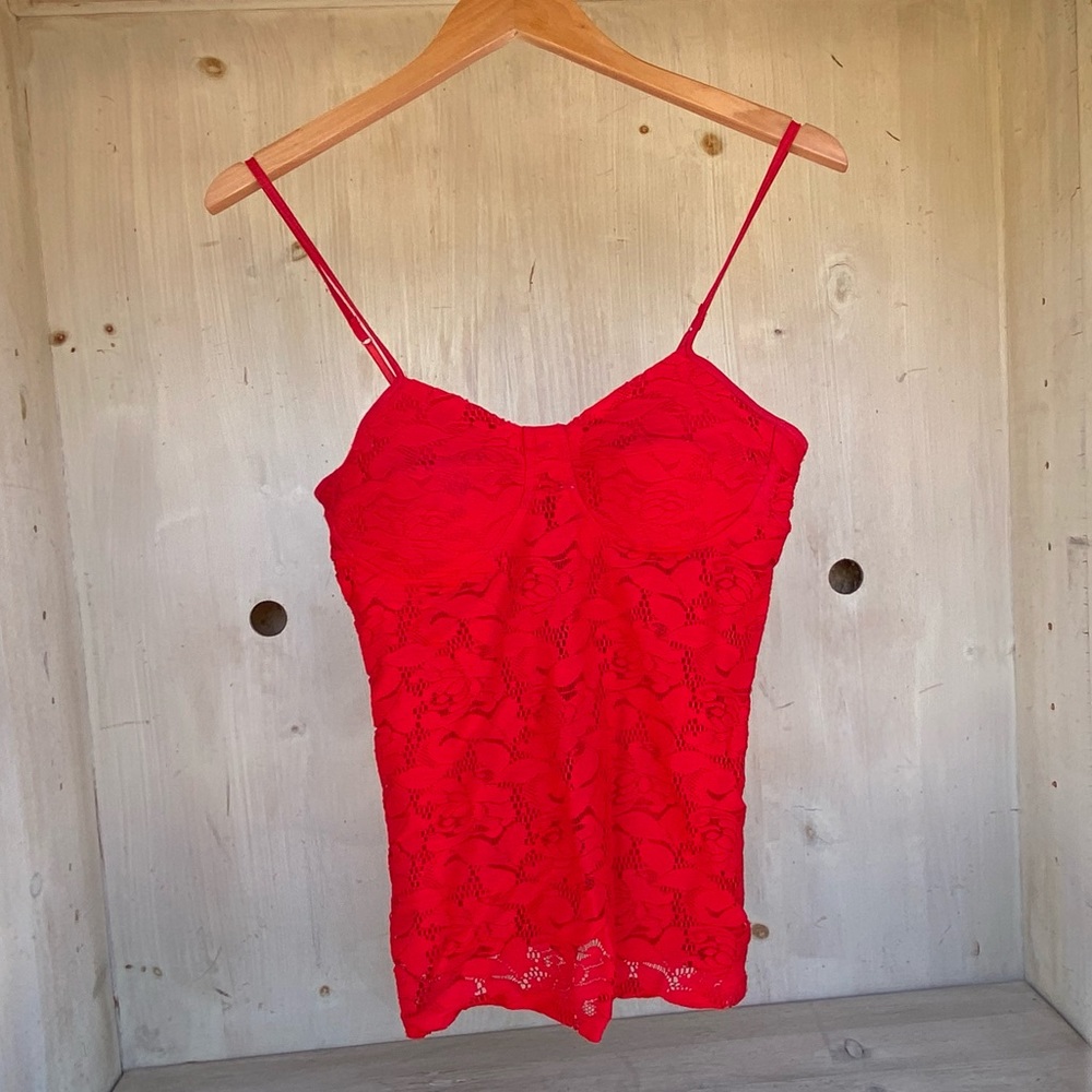 5 for $25 Candie’s Red lace fully lined padded adjustable spaghetti strap tank